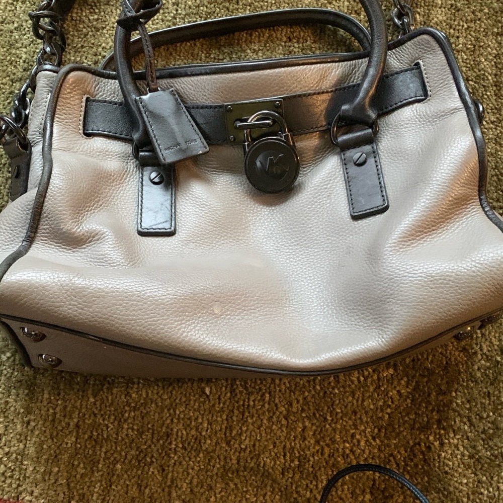 Michael Kors gray and Black Satchel